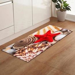 Carpets Flannel 3D Beach Print Kitchen Mat Entrance Door Living Room Corridor Carpet Non-slip Bath Mats Tatami Bedroom Bed