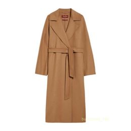 Women's Coat Cashmere Coat Luxury Coat Maxmaras Womens Wool Cashmere And Silk Blend Waistband Camel Coloured Robe Style Coat