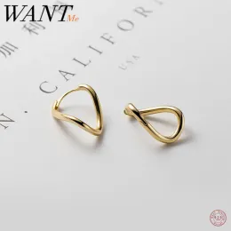 Earrings WANTME 925 Sterling Silver Minimalist Geometric Lines Wavy Hoop Earrings for Women Fashion Unique Ear Clasps Party Jewellery Gift