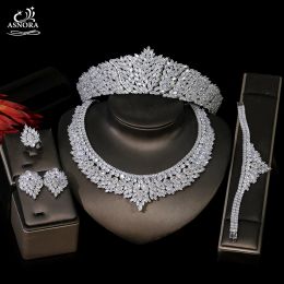 Strands Luxury Wedding Shiny Bridal Jewellery, Bridal Wrown Necklace, Earrings, Ring And Bracelet 5piece Set Bridal headdress