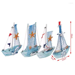 Decorative Figurines 15cm Mediterranean Style Marine Nautical Sailing Boat Ship Craft Home Decoration