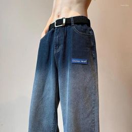 Women's Jeans Vintage Gradient Men Women 2024 Autumn High Waist Bagge Pants Woman Y2K Streetwear Loose Denim Trousers Female