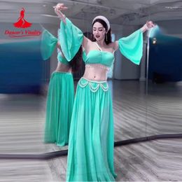 Stage Wear Belly Dancer Costume Set For Women Senior AB Stones Bra Top Chiffon Long Skirt 2pcs Custom Adult Child Oriental Dancing Outfit