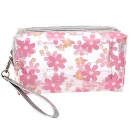 Women Floral Transparent Cosmetic Bag Travel Makeup Wash Bag Clear Handbag Bathing Underwear Toiletries Storage Waterproof Pouch