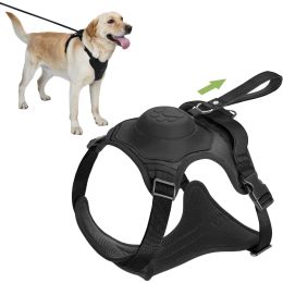 Harnesses ATUBAN 2in1 Dog Harness,No Pull Pet Harness with Selfshrinking Leash,Auto Lock Function to Stop Dog Suddenly Running,Training