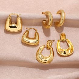 Hoop Earrings FLOLA Polish Gold Plated C Shape For Women Geometric Ear Hoops Simple Jewelry Gifts Ersy22