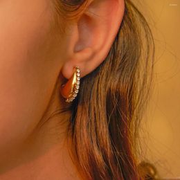 Stud Earrings Uworld 18k Gold Plated Stainless Steel Inlaid Rhinestone Beanie Personalised Metal Texture Charm Fashion Golden Jewellery