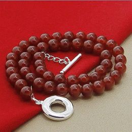 Necklaces Ruby Grace Red Agate Bead Necklace Chain for Wedding Engagement Fashion Jewellery