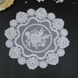 Table Cloth Luxury Round Mesh Rose Flower Embroidery Cover Wedding Tablecloth Kitchen Christmas Decoration And Accessories