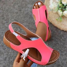Dress Shoes Pink Women's Wedge Heeled Sandals 2024 Summer Peep Toe Platform Sandalias Woman Casual Non Slip Beach Sandles Plus Size Ladies