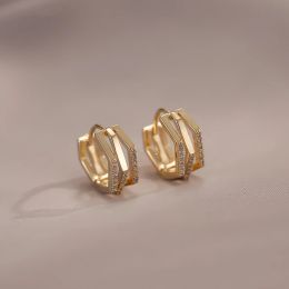 Earrings 2023 New Fashion Silver Colour Geometric Round Hoop Earrings For Women Girls Shiny Rhinestone Delicate Wedding Jewellery Gifts
