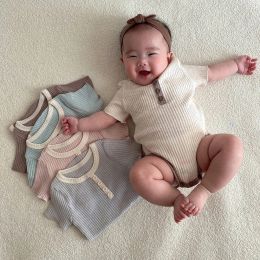 One-Pieces 2022 Newborn Baby Girl Latest Bodysuit Simple Fashion Short Sleeves Jumpsuit Infant Boy Cotton Comfortable Bodysuits One Piece