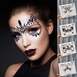 Tattoos New Halloween Face Sticker 3D Resin Rhinestone Face Face Jewelry Tattoo Diamond Eyebrow Sticker Shiny Face Tattoo Black Sticker