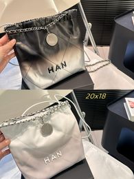 7A Summer new shoulder bag mini small garbage bag women's rhombic gradient Colour silver medal chain bag designer leather rope leather bag tote shoulder bag