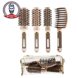 Irons 4pcs/set Round Hair Comb Hairdressing Curling Hair Brushes Professional Salon Styling Ceramic Barrel Comb Barbershop Tools