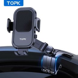 Cell Phone Mounts Holders TOPK Car Phone Holder Universal Dashboard Easy Clip Mount GPS Display Bracket Car Mobile Phone Support For iPhone Samsung Y240423