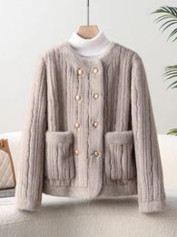 Women's Fur 2024 Autumn/Winter European Mink Fleece Double Breasted Imitation Hair Environmental Protection Short Coat With