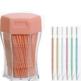 200pcs/set Plastic Double-head Brushed Toothpick Soft Oral Care 6.2 Cm Hot Sale Floss Toothpick Teeth Care Floss Pick Portable