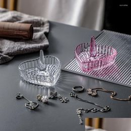 Jewelry Pouches, Bags Pouches Handmade Clear Glass Ring Holder Dish For Decorative Heart Design Drop Wynn22 Delivery Packing Display Dh4Np