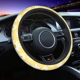 Steering Wheel Covers Daisy Floral Car Cover 38cm Elastic Yellow Colourful Auto Decoration Accessories