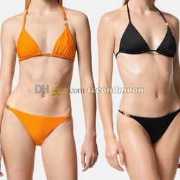 Solid Color Bikini Set Women Halter Swimsuit Sexy Split Bathing Suit Summer Surfing Diving Swimwear