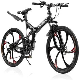 Bikes 26 Inch Folding Mountain Bike 21 Speed Full Suspension Bicycle with High-Carbon Steel Dual Disc Brake Non-Slip Quick Y240423