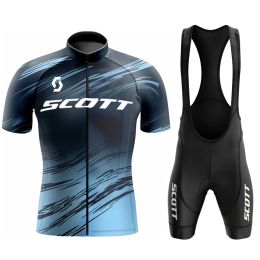 Jackets Men's Cycling Suit Jersey Mtb SCOTT Clothing Man Laser Cut Mens Sets Summer 2024 Complete Uniform Shorts Bib Short Jacket