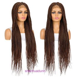 New product front lace braided hair womens wig center long straight synthetic fiber headband