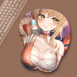 Mouse Pads Wrist Rests Sexy 3D mouse pad Genshin Impact silicone Nipples mouse pad wrist rest otaku desktop decoration gift customization Y240423