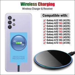 Chargers Qi Wireless Charger & TypeC Receiver for Samsung Galaxy A12 A22 A32 A42 A52 A72 4G 5G Wireless Charging Adapter USB C Connector