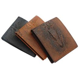 Clip di denaro Nuovo portafoglio da uomo Short Crocodile Pattern Fashion Business Multi Card Coperchio PU Wallet su Passport Mens Wallet Clutch Bag Y240422