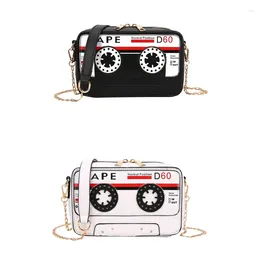 Bag Women Tape Shaped Recorder Handbag PU Leather Chain Shoulder Female Messenger Crossbody Satchel Purse Travel Shopping Tote