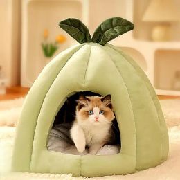 Mats Cat Bed Cave Kennel Dog Bed Anti Slip Dog House Melon Shaped Cat Hideaway Soft Warm For Bunnies Rabbits durable Pet Supplies