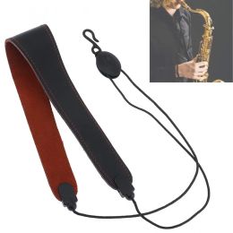 Saxophone Adjustable Genuine Leather Saxophone Clarinet Neck Strap Single Shoulder Strap for Saxophone Clarinet