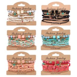 Strands Bohemian Handmade Beads Bracelet Set For Women Summer Colorful Beaded Chain Bangle Girls Boho Jewelry Accessories