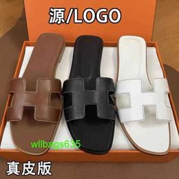 Orans Slippers Womens Sandals Leather High Version Summer 2024 Internet Celebrity Casual Wear Beach Vacation Flat b Have Logo Of5i Ejht