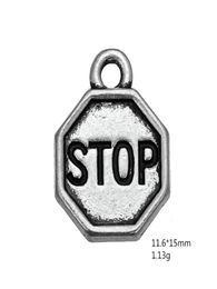 50PCS Metal Zinc Alloy Charms Dangle Jewellery Handmade Letter Vintage Stop Sign Pendants For DIY Charm Whole Jewelry31795279163595