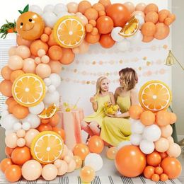 Party Decoration 160pcs Orange Balloon Garland Arch Kit And White Balloons Suitable For Baby Shower Theme Fruit