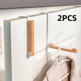 Organization 2Pcs Home Rear Door Hook Foldable Kitchen Bathroom Accessories Portable Wooden Hook Clothes Bag Storage Rack Organization