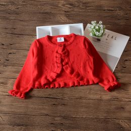 Sweaters Red Baby Girls Cardigan Sweater Long Sleeve White Jacket Cotton Outerwear Baby Girls Coat For 1 2 Years Old Baby Clothes 185056