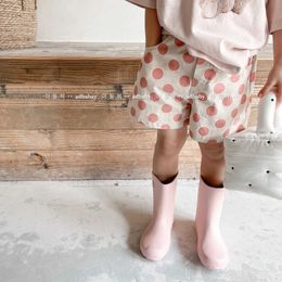 Shorts 2023 Summer New Girls Cute Dot Print Children Cotton Baby Girl Casual Kids Short Pants Clothes H240423
