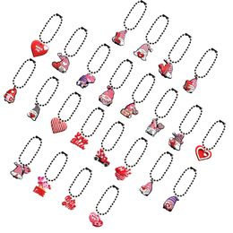 Keychains Lanyards 24Pcs Valentines Day Series Keychain Romantic Heart Key Ring Ball Bead Cartoon Fashion Keyrings Charms Car For Wome Otyr5