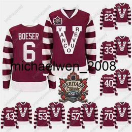 Kob Weng 2014 Heritage Classic Burgundy Millionaires Jersey Brock Boeser Henrik Sedin Elias Pettersson Bo Horvat Myers