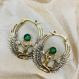 Earrings Ancient Egyptian Mythology Goddess Isis Wings Earrings for Women Vintage Egypt Gold Color Hoop Earrings Jewelry Wholesale