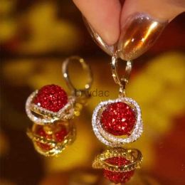 Dangle Chandelier Luxurious Red Rhinestone Ball Unique Design Earrings for Women Fashion Personalized Accessories New Years Gift Party Jewelry d240323