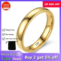 Bands Sale at a loss! Never Fading Original Golden Gloss Stainless Steel Rings For Women and Men Simple Couple Engagement Gift Jewellery