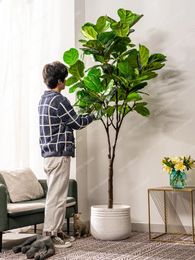 Decorative Flowers Bionic Green Plant Pot Ficus Lyrata Fake Trees Indoor Living Room Floor Imitative Tree Landscape