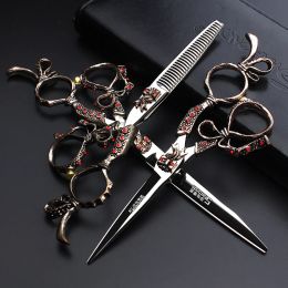 Shears Retro Hairdressing Scissors 6/ 7 Inch Flat Cut Seamless Thinning Hair Salon Hairdresser Special Haircut Scissors Collection