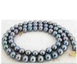 Necklaces 18" REAL NATURAL AAA+ 910MM black Tahitian PEARL NECKLACE 14K GOLDfine jewelryJewelry Making