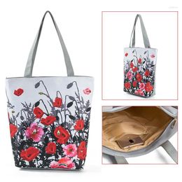 Shopping Bags 2024 Floral Printed Tote Handbag Female Large Capacity Canvas Shoulder Bag Summer Beach DSA1